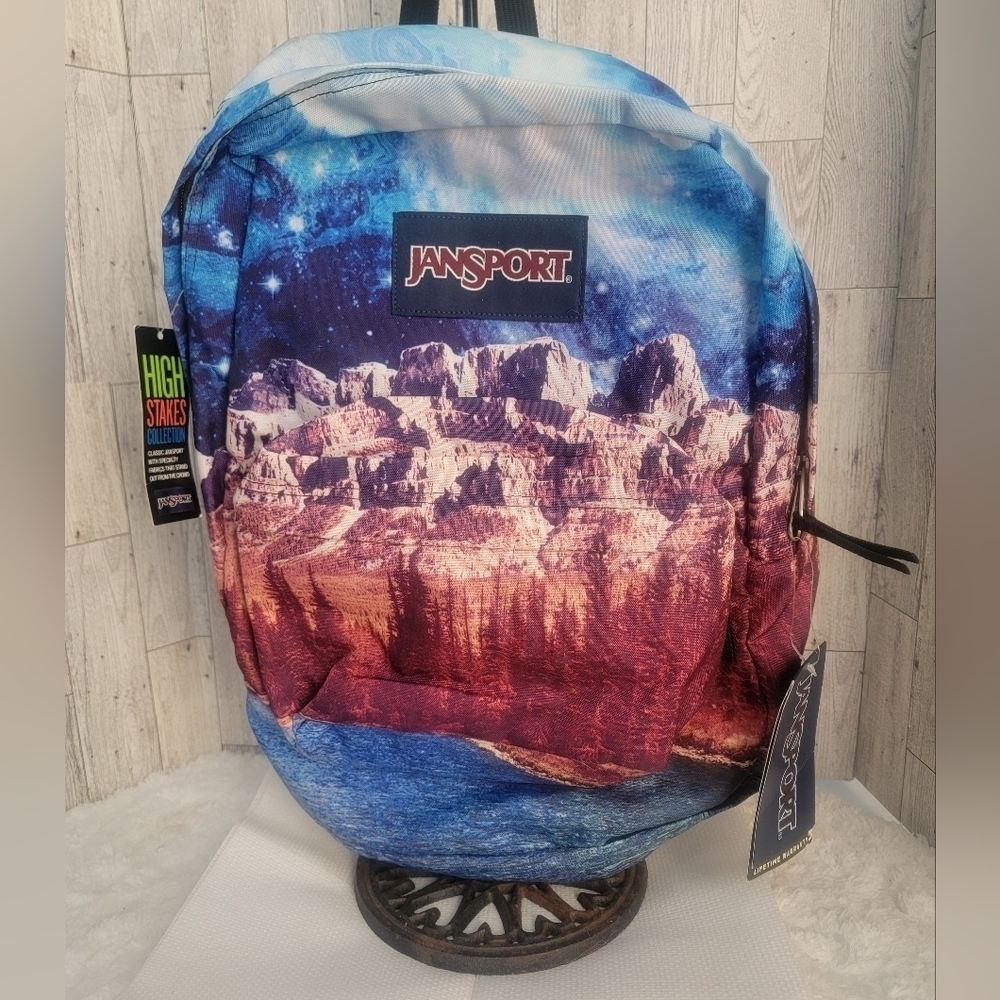 Jansport Kids Backpack - Blue, Purple, Red Landscape Print